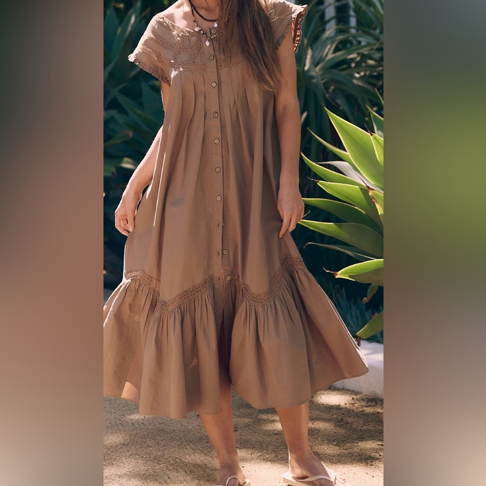 Free People Brown Midi Dress NWT